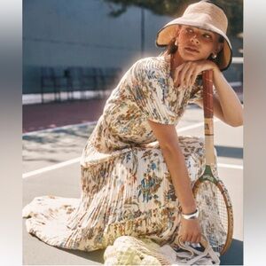 Current Air - Pleated Floral Maxi Dress - S